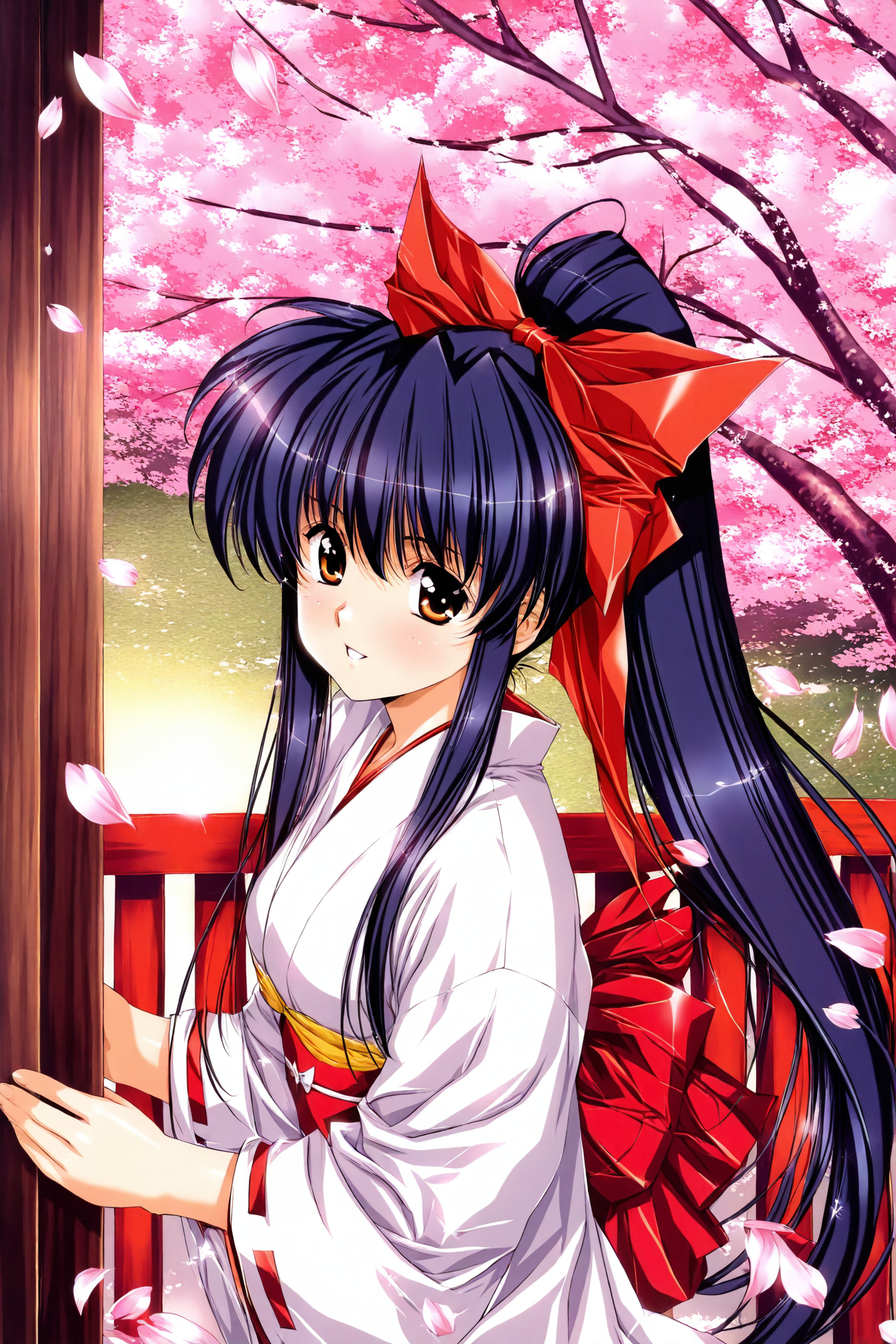 37128-361646713-1girl,solo,bow,long hair,red bow,white japanese clothes,ponytail,hair bow,brown eyes,black hair,blue hair,cherry blossoms,lookin.png
